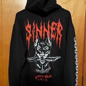 Sinner's Club Zip Up Hoodie - Black/Red